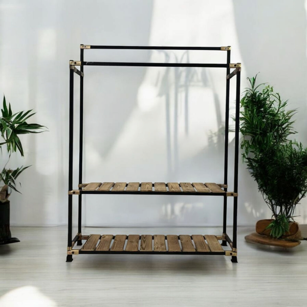 رگال لباس ایستاده چوب و فلز مدل دوگانه