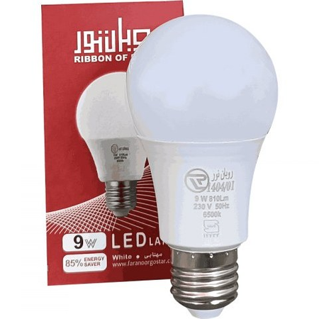 لامپ حبابی 9 وات ال ای دی روبان نور - بسته 1 عددی / مهتابی / 12ماه