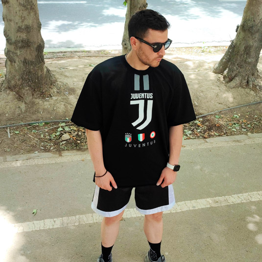 تیشرت پنبه ای اورسایز طرح یوونتوس کد 94