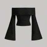 کراپ یقه قایقی آستین کلوش