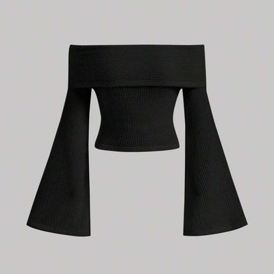 کراپ یقه قایقی آستین کلوش