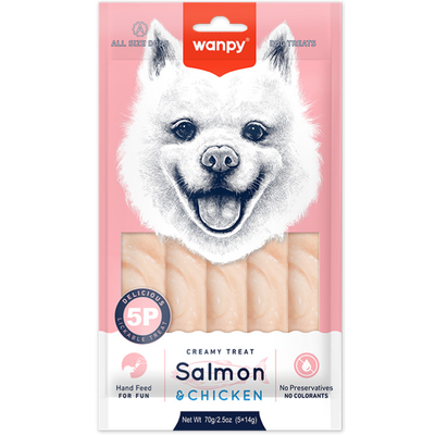 بستنی سگ ونپی با طعم مرغ و سلمون / Wanpy dog creamy treat with chicken and salmon