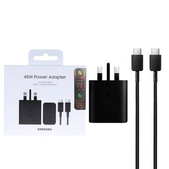 شارژر دیواری PD و فست Samsung مدل EP-T4511 45W به همراه کابل شارژ Type-C To Type-C - مشکی - اصلی (گارانتی 18 ماهه شرکتی)