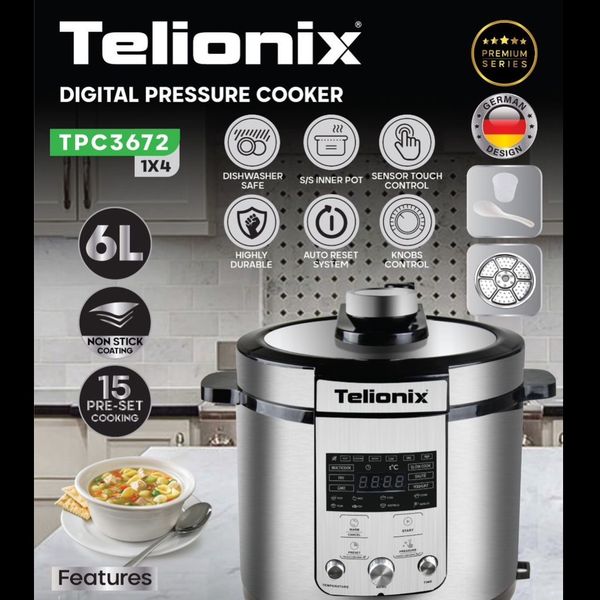قبل خرید تماس بگیرید پلوپز و زودپز دیجیتال تِلیونیکس مدل TPC3672