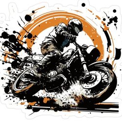 برچسب DTF استیکر حرارتی لباس مدل موتورسوار