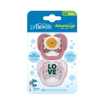 پستانک 6-0 دکتر براونز مدل Thin-Stem طرح Love مجموعه 2 عددی