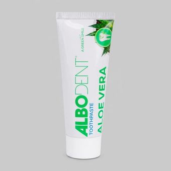 خمیر دندان ضد باکتری آلبودنت مدل Aloe Vera با طعم دارچین مناسب برای همه دندان‌ها وزن 75 گرم