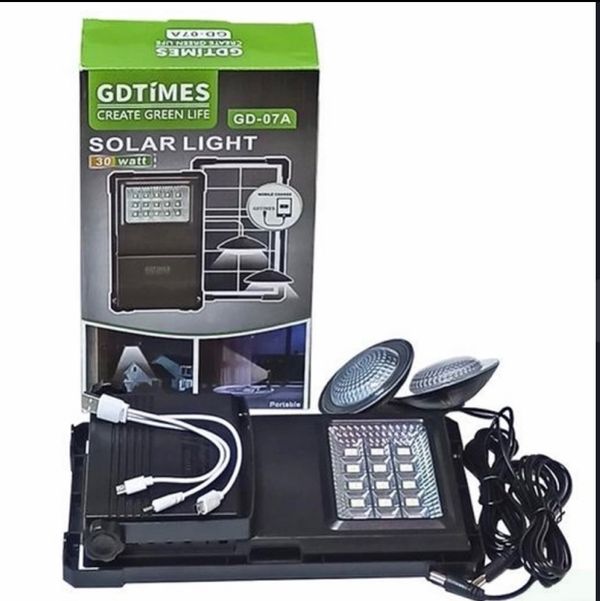پنل خورشیدی کمپینگ چندکاره GDTIMES GD-07A | روشنایی و شارژ در هر شرایطی