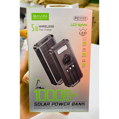 پاوربانک خورشیدی BAVIN مدل PC1117 - دارای چراغ قوه و مخصوص کوهنوردی