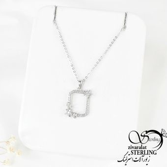 گردنبند نقره 925عیار ایتالیا مدل مربعی نگین دار کد4096