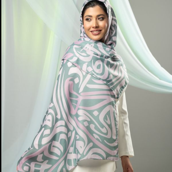 شال کالیگرافی اشعار ایرانی رنگ  بنفش