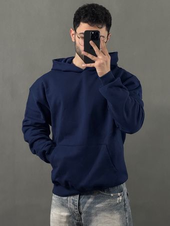 هودی ساده پنبه سرمه ای