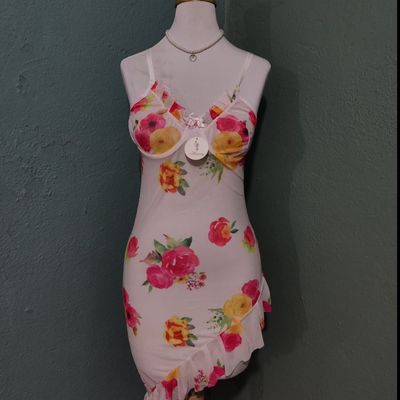 لباس خواب حریر فنردار گلدار 9028