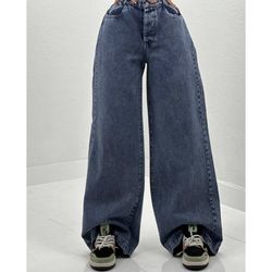 شلوار جین فول بگ آبی