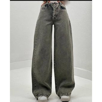 شلوار جین فول بگ شست سبز