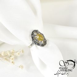 انگشتر نقره زنانه با نگین شرف الشمس کد4210