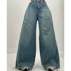 شلوار جین فول بگ شست سبز کد11