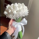 دسته گل لاله لمسی 20 شاخه مروارید و کریستال کار شده