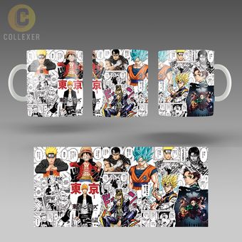 ماگ انیمه ترکیبی طرح شخصیت های پرطرفدار (Anime Famous Characters) کد 38 (سفید ، مشکی ، حرارتی)