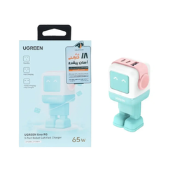 شارژر دیواری PD و فست سه پورت UGREEN مدل Robot Gan Uno RG CD361 65W - آبی (گارانتی 18 ماهه آسان پیشرو)(35855)