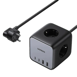 چندراهی برق و شارژر رومیزی UGREEN مدل DigiNest Cube (2C2A) CD268 65W - مشکی (گارانتی 18 ماهه آسان پیشرو)(60113)