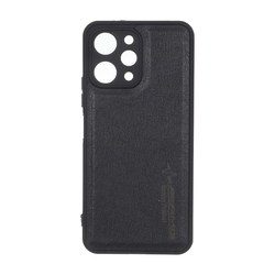 قاب طرح چرم AMG محافظ لنزدار Xiaomi Redmi 12 / Poco M6 Pro 5G - مشکی