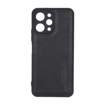 قاب طرح چرم AMG محافظ لنزدار Xiaomi Redmi 12 / Poco M6 Pro 5G - مشکی