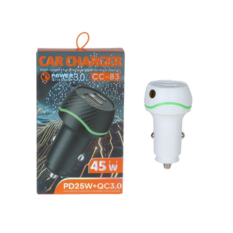 شارژر فندکی PD وفست دو پورت مدل CC-83 45W - مشکی - YSP