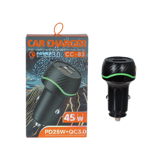 شارژر فندکی PD وفست دو پورت مدل CC-83 45W - سفید - YSP