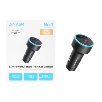 شارژر فندکی فست سه پورت ANKER مدل A2736H11 67W - مشکی (گارانتی شش ماهه شرکتی)