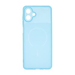 قاب ژله ای شفاف مستطیلی طرح مگ سیف محافظ لنزدار Samsung Galaxy A07 - آبی