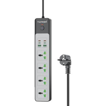چندراهی برق 4 خانه TwinMax مدل MX-60 65W - مشکی