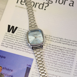 ساعت کاسیو الد مانی آبی روشن بند استیل