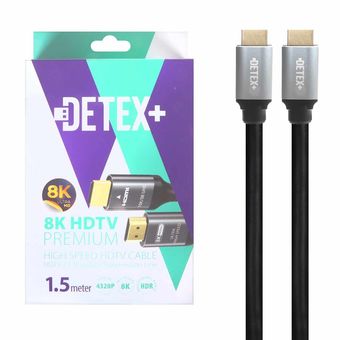 کابل 1.5 متری DETEX+ HDMI 8K - مشکی (پک ضعیف)