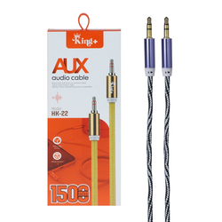 کابل KING+ AUX مدل HK-22 - مشکی سفید - ASP (گارانتی شش ماهه آروین)