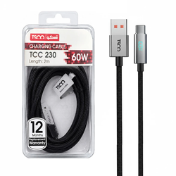 کابل شارژ فست 2 متری TSCO Type-C مدل TCC 230 60W - مشکی