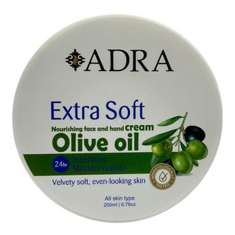 کرم مرطوب کننده دست و صورت آدرا مدل زیتون مناسب انواع پوست حجم 200 میلی لیتر