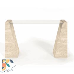 "کنسول سنگی مدرن Animaترکیب شیشه و سنگ با پایه‌های هندسی، طراحی ترند و مفهومی"