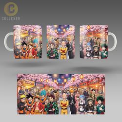 ماگ انیمه ترکیبی طرح شخصیت های پرطرفدار (Anime Famous Characters) کد 41 (سفید ، مشکی ، حرارتی)