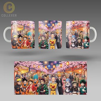 ماگ انیمه ترکیبی طرح شخصیت های پرطرفدار (Anime Famous Characters) کد 41 (سفید ، مشکی ، حرارتی)