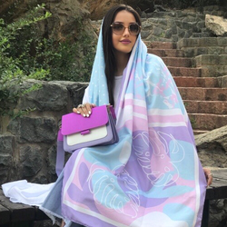 شال انجیری پاستلی ابریشم توییل