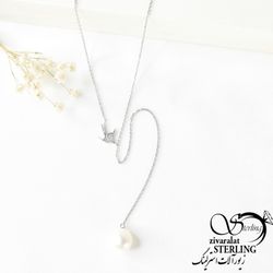 گردنبند نقره 925عیار ایتالیا طرح آویز مروارید کد4785