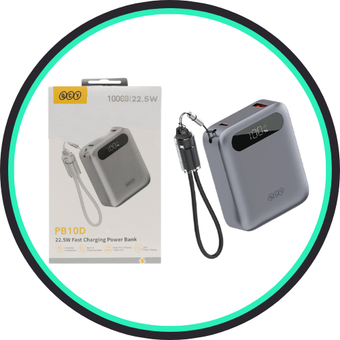 پاوربانک فست شارژ QCY 10000mAh مدل PB10D 22.5W - نقره ای (گا...