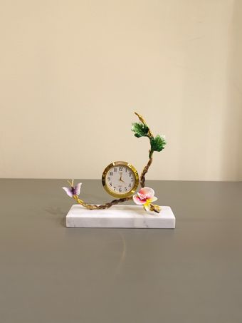 ساعت  رومیزی برنجی | مدل پایه سنگی کد 2