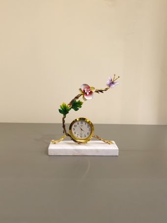 ساعت  رومیزی برنجی | مدل پایه سنگی کد 6