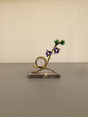 ساعت رومیزی برنجی | مدل پایه سنگی کد 7