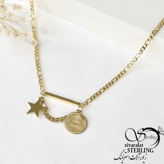 گردنبند زنانه طرح طلا مدل پلاک ستاره کد 4844