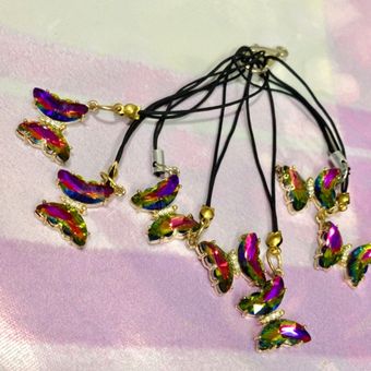 آویز موبایل (فون چارم) مدل کرومی و پروانه درخشان