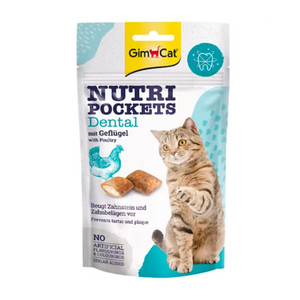 تشویقی دنتال گربه طعم مرغ جیم کت GimCat Nutri Pockets Dental