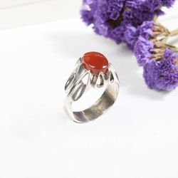 انگشتر نقره مردانه با سنگ عقیق اصل غلاف اشکی بزرگ کد 4893